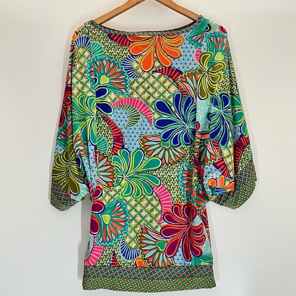 Trina Turk Zanzibar Tropical Tunic Mini Dress Beach Cover Up XS Like New EUC - Picture 4 of 6